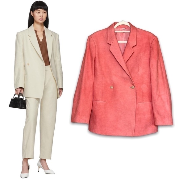 TOTÊME Oversized Blazer Double Breasted Coral Cotton Twill...